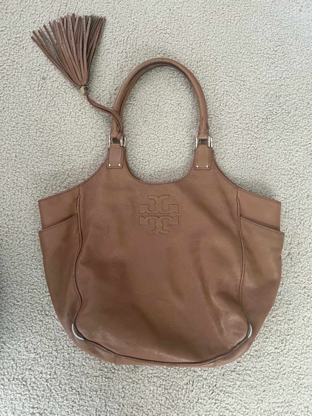 Tory Burch Tan Leather Thea Round Tote